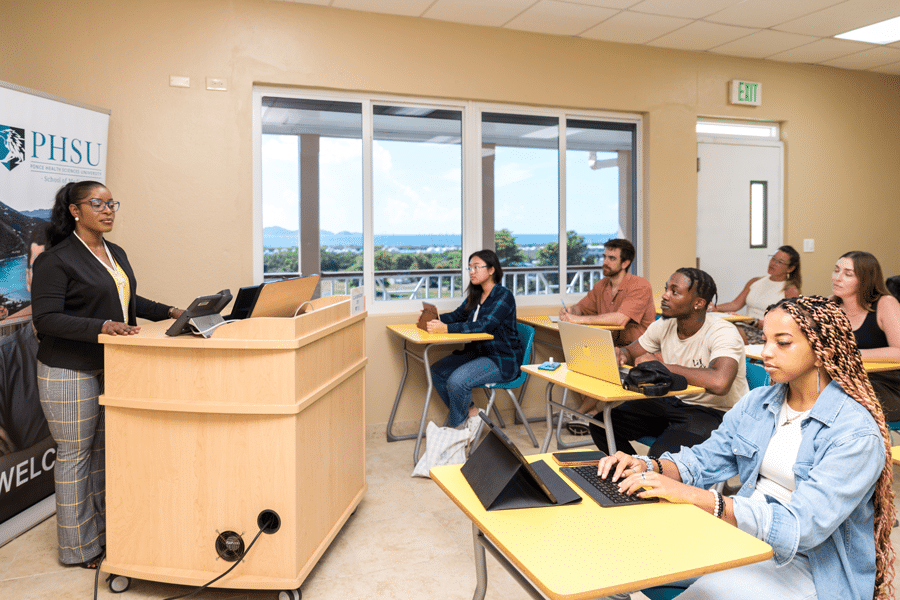 Students learning in a classroom